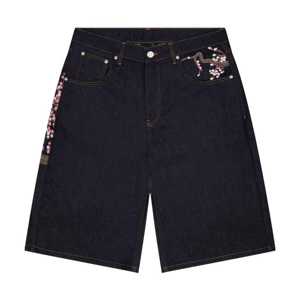 "blossom" indigo raw Jorts