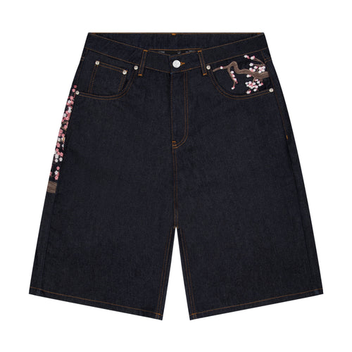 "blossom" indigo raw Jorts